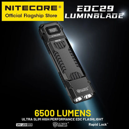 NITECORE EDC29 Utra Slim EDC Flashight 6500 Lumens USB-C Rechargeable Tactical Troch Light Built-in 2500mAh Li-ion Battery