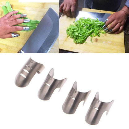 Cut Resistant Protective Hand Tools 4pcs/Set Slice Cooking Gadgets Stainless Steel Finger Protector Finger Hand Guard