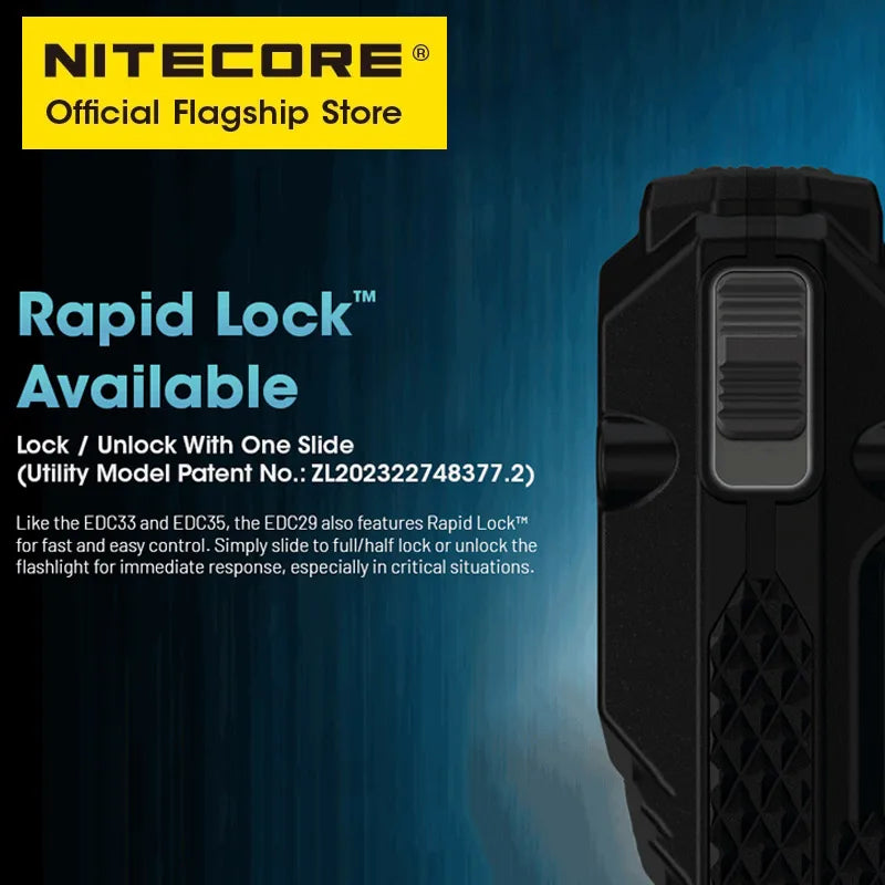 NITECORE EDC29 Utra Slim EDC Flashight 6500 Lumens USB-C Rechargeable Tactical Troch Light Built-in 2500mAh Li-ion Battery