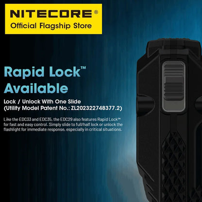 NITECORE EDC29 Utra Slim EDC Flashight 6500 Lumens USB-C Rechargeable Tactical Troch Light Built-in 2500mAh Li-ion Battery