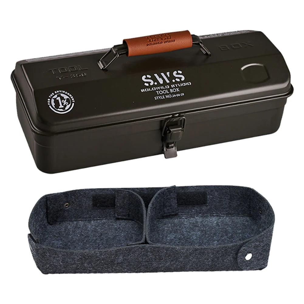 Camping Tool Storage Box with Handle Portable Carry Storage Box Anti-Slip Camping Toolbox Iron Box for Outdoor Picnic