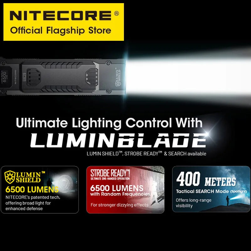 NITECORE EDC29 Utra Slim EDC Flashight 6500 Lumens USB-C Rechargeable Tactical Troch Light Built-in 2500mAh Li-ion Battery